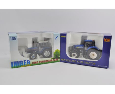 Imber Models Ford 5640 4WD Tractor Plus ROS New Holland T7070. Both Mint in Excellent Boxes. (2)