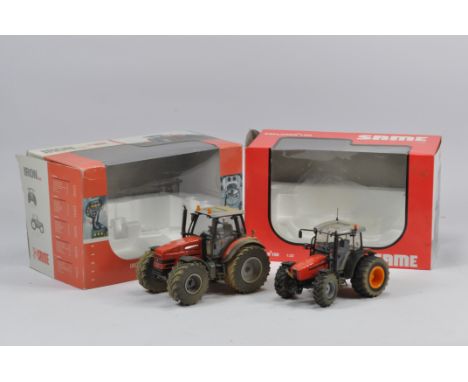 Duo of ROS SAME tractor models both with custom work carried out. Near Mint with boxes. (2)