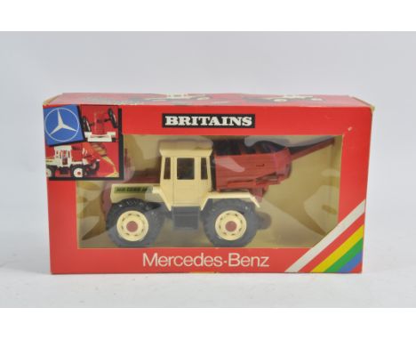 Britains Farm No. 9597 Mercedes Benz (White) with Rear Hopper. Near Mint in Very Good Box.