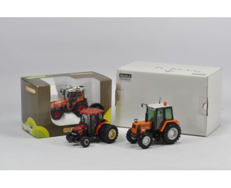 Tractor Trio including Britains Renault and Case, both modified and UH Fendt Kommunal. Near Mint with boxes. (3)