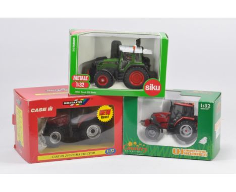 Tractor Trio including Britains Case Puma, Siku Fendt 312 and UH McCormick (Modified). Near Mint in Boxes. (3)