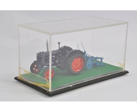 Scaledown 1/32 Scale Fordson E27N Tractor with Plough in Display Case. Mint. 