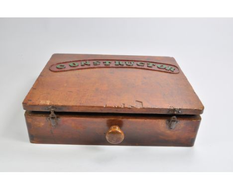 Unusual and Attractive Meccano Constructor Wooden Box. Large quantity of Pre-War Parts inside. Interesting item.