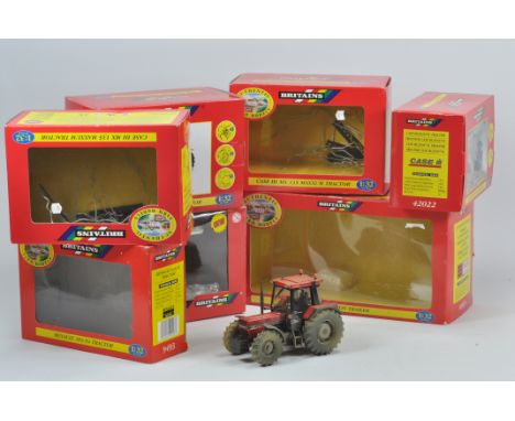 Selection of Britains empty boxes plus Case Tractor with modifications. (7)
