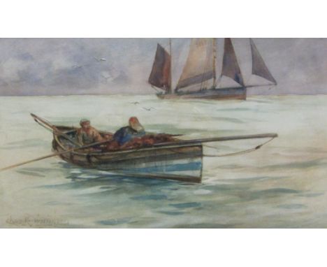 Charles R Wilkinson (19th/20th century): Scarborough Fishing Boat and Cobble at Sea, watercolour signed and dated '05,  18cm 