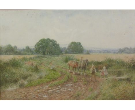 Charles Gregory (British 1849-1920): Cart Horses on a Farm Track, watercolour signed 36cm x 54cm  Condition Report Some light