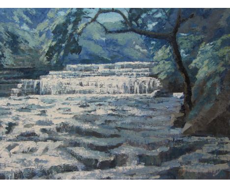 Sylvia Molloy (British/South African 1914-2008): 'Aysgarth Falls' Yorkshire, oil on canvas unsigned 45cm x 60cm 
Provenance: 