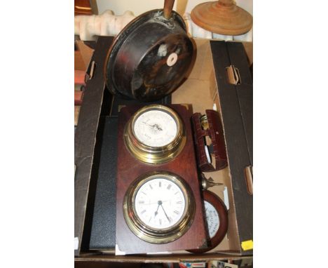 A QUANTITY OF MIXED METALWARE AND COLLECTABLES TO INCLUDE FLATWARE, BAROMETER, ETC
