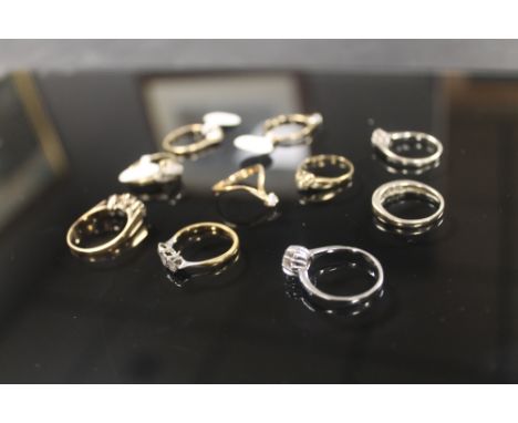 9 DIAMOND RINGS A SYN STONE RING ETC 20.3G