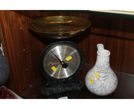 A SET OF SALTER FAMILY SCALES AND AN ANTIQUE INHALER 