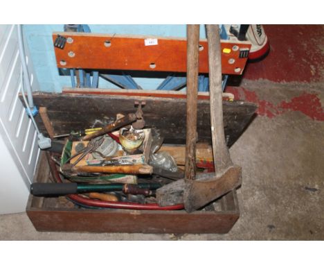 A SELECTION OF TOOLS TO INCLUDE A WORK BENCH