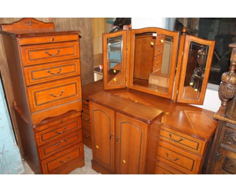 A MODERN DRESSING TABLE TOGETHER WITH TWO BEDSIDES, ETC