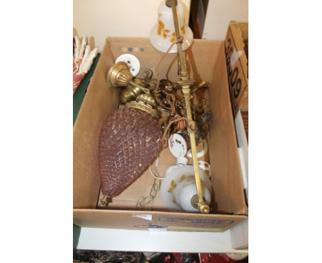A QUANTITY OF VINTAGE LIGHT FITTINGS 