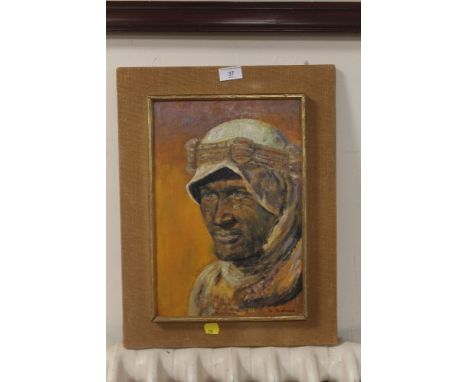 AN OIL ON BOARD ARAB PORTRAIT BY JO TEDMAN
