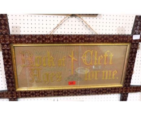 A pine framed religious tapestry