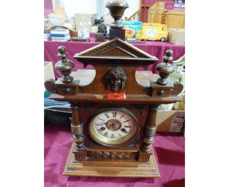 A walnut mantle clock. German c.1910. 20' high