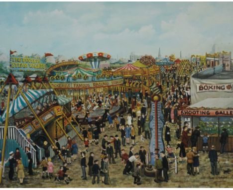 TOM DODSON ARTIST SIGNED COLOUR PRINT Fairground scene 16" x 20" (40.7 x 50.8cm)