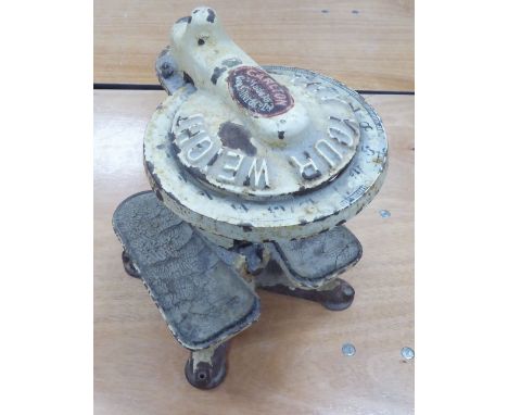 GEORGE SALTER & CO. LTD., 'CARLTON TRY YOUR WEIGHT' cream enamelled cast iron VINTAGE PERSONAL WEIGH SCALE, circa 1920s and a