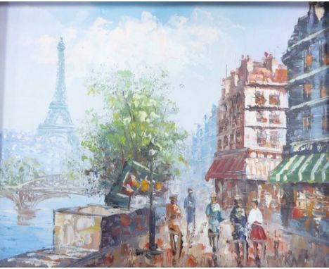 PICTURES AND PRINTS, VARIOUS - Burnett oil painting, Paris street scene, 8" x 10" (20.3 x 25.4cm); Mike Brown watercolour, wi