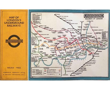 c1928/9 London Underground linen-card POCKET MAP from the Stingemore-designed series of 1925-32. This is one of the two first