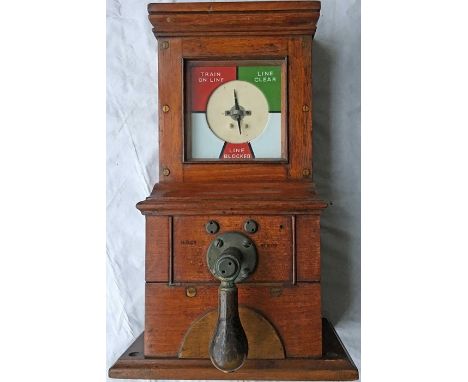 Midland Railway mahogany-cased 3-way PEGGING BLOCK INSTRUMENT with enamelled dial surround. Stamped 'M R Co' twice on the fro