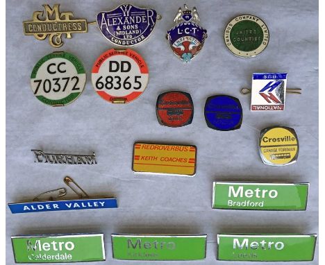 Selection of 1950s-70s bus enamel CAP BADGES &amp; plastic PSV BADGES from a variety of UK operators including SMT, W Alexand