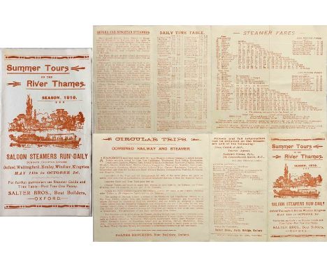 1910 LEAFLET 'Summer Tours on the River Thames - Season 1910'. Issued by Salter Bros of Oxford. Folds out to 4 double-sided p