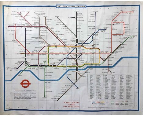 1974 (with over-printed date 'June 1973') London Underground quad-royal POSTER MAP designed by Paul Garbutt. Shows both the P
