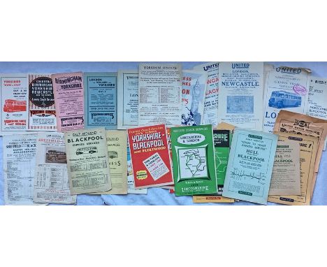 Quantity (31) of 1930s-50s coach services TIMETABLE LEAFLETS from Yorkshire/East Midlands, Yorkshire Services, United Automob