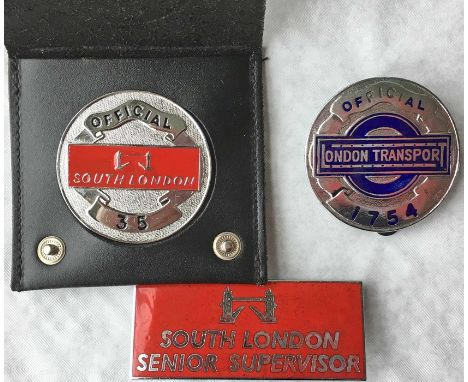 London Transport Buses 1970's-issue, chrome &amp; enamel OFFICIAL'S PLATE (slight enamel loss from the word 'Official') plus 