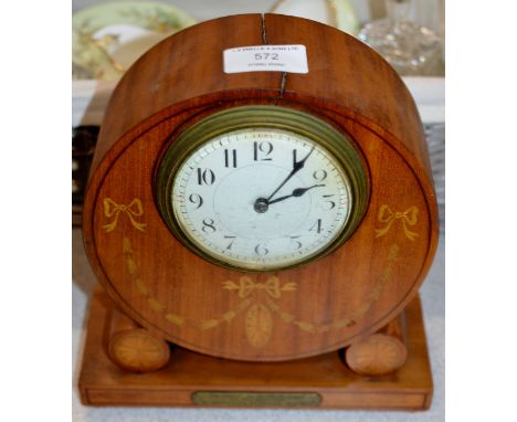 INLAID MAHOGANY PRESENTATION MANTLE CLOCK     