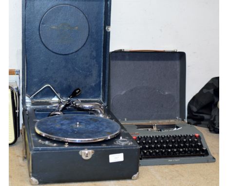 VINTAGE PORTABLE TURNTABLE & TYPEWRITER     