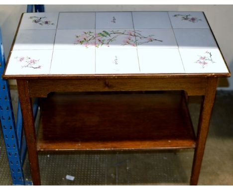 ORIENTAL STYLE TILE TOP TROLLEY     