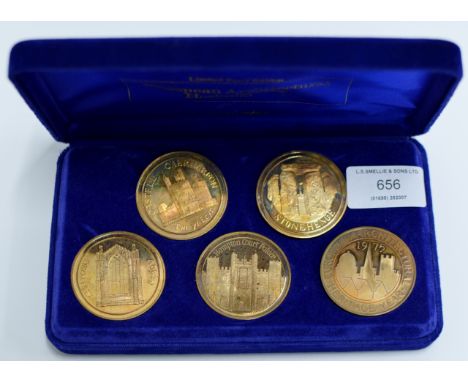 EUROPEAN ARCHITECTURAL HERITAGE YEAR 1975 - A LIMITED EDITION CASED SET OF 5 COMMEMORATIVE PROOF COINS     