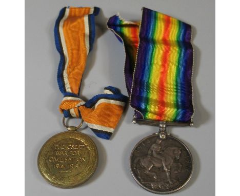 Pair of First World War Campaign medals awarded to Private M Issaac ASC (Army Service Corps), to include; 1914-18 War Medal a