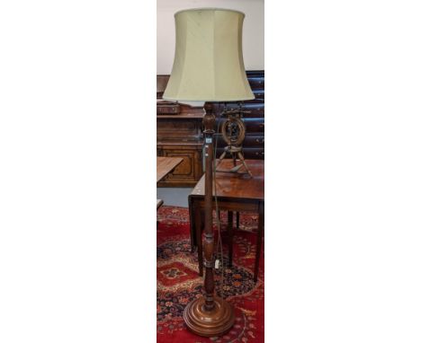 Mid Century oak standard lamp and shade.(B.P. 21% + VAT) 
