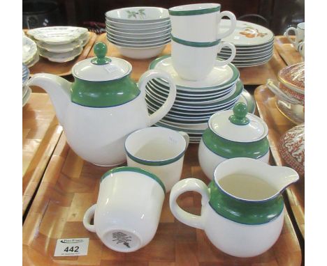 Tray of Royal Doulton 'Colours' 1992 tea and dinnerware items to include; teapot, teacups, milk jug, sucrier, various plates 