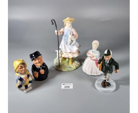 Collection of Royal Doulton to include two The Doultonville collection character jugs to include Len Life Belt, and Sgt Peele