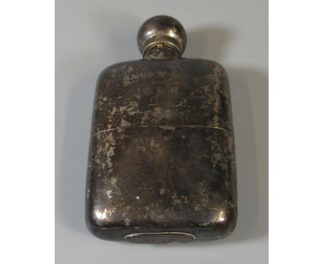 Late Victorian silver travelling hip flask marked M.W.E from E.A.R 1897, rubbed hallmarks, appearing to be London. 7 troy ozs