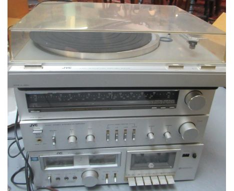 Five boxes of stereo equipment to include:  a JVC autoreturn turntable system, a JVC stereo radio tuner, JVC stereo integrate