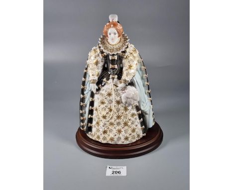 Royal Worcester English fine bone china figurine Queen Elizabeth I limited edition 1762/4500 on wooden plinth.(B.P. 21% + VAT