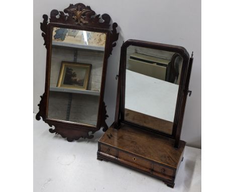 A Georgian Chippendale style mahogany mirror together with an early 20th century dressing table mirrorLocationIf there is no 
