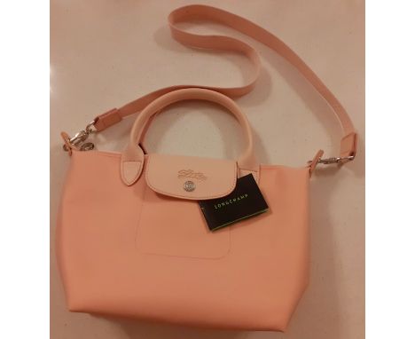 Longchamp- A vintage baby pink waterproof polyamide structured 'Neo' tote bag, made in France, serial number:1512578033. whit