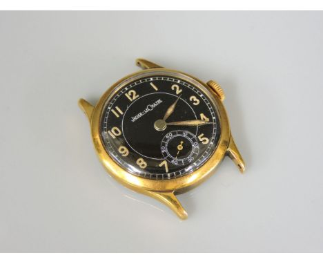 A gentleman's Jaeger-LeCoultre mechanical strap watch, with black dial and subsidiary seconds dial, case no 248055, case diam