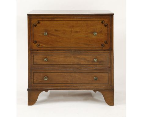 A George III strung mahogany chest commode, 70cm wide, 76cm high