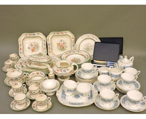A quantity of Spode 'Chinese Rose' dinner and tea wares, a Coalport 'Reverly' pattern tea service, with matching tea knives a