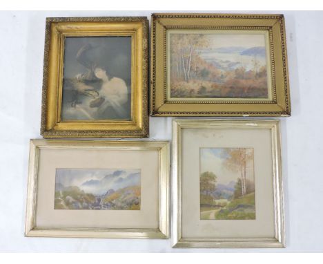 D... Gould (early 20th century)TWO LANDSCAPESWatercolourLargest 30 x 22cm;J... E... WilkinsonLAKE WINDERMERESigned l.l., wate
