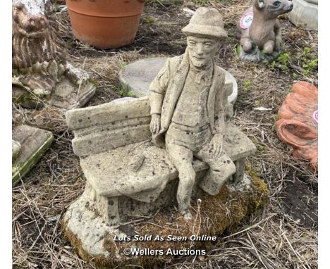 *MAN SITTING ON BENCH, 45CM (H) X 45CM (L) / COLLECTION LOCATION: ALBOURNE (BN6), FULL ADDRESS AND CONTACT DETAILS WILL BE PR