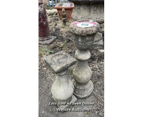 *TWO RECONSTITUTED CANDLESTICK HOLDERS, 50CM (H) / COLLECTION LOCATION: ALBOURNE (BN6), FULL ADDRESS AND CONTACT DETAILS WILL