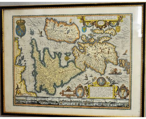 Print of map of Brittanica-Angliae-Scotiae et Hibernia, johannes jasonious 1621 amsterdam map maker